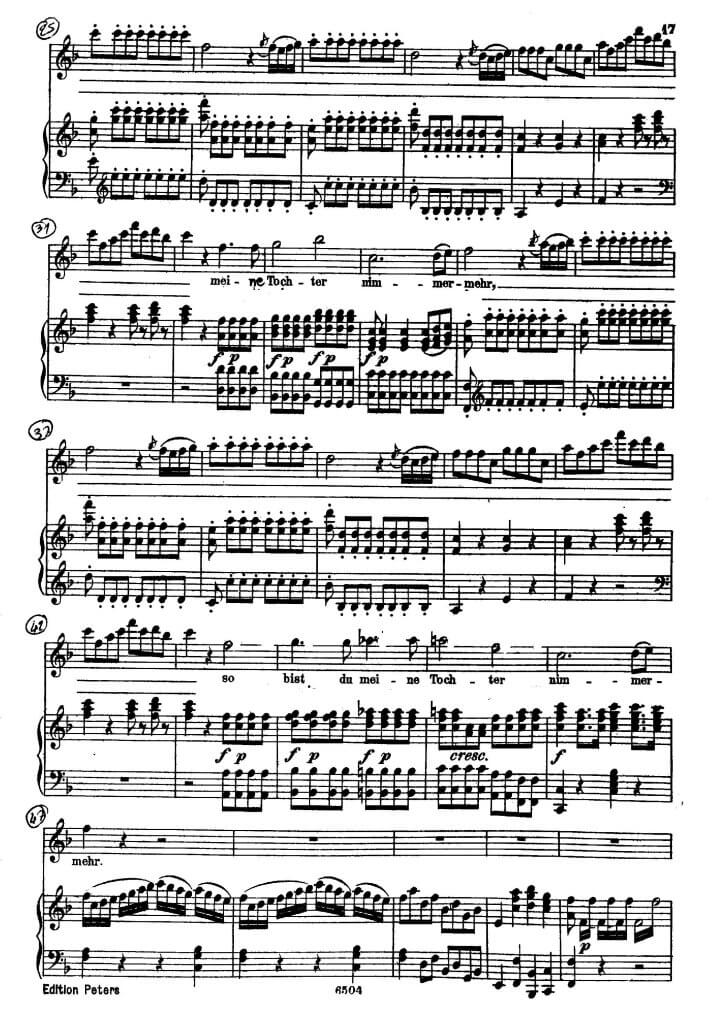 Page de la partition du 2ème air de la Reine de la Nuit Mozart